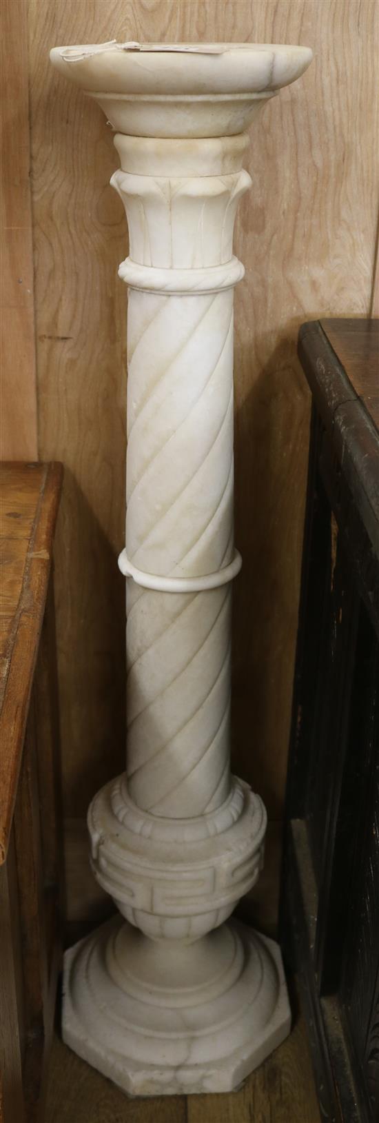 A Victorian alabaster pedestal Width of base 25cm